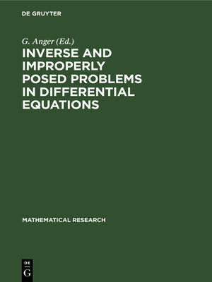cover image of Inverse and Improperly Posed Problems in Differential Equations